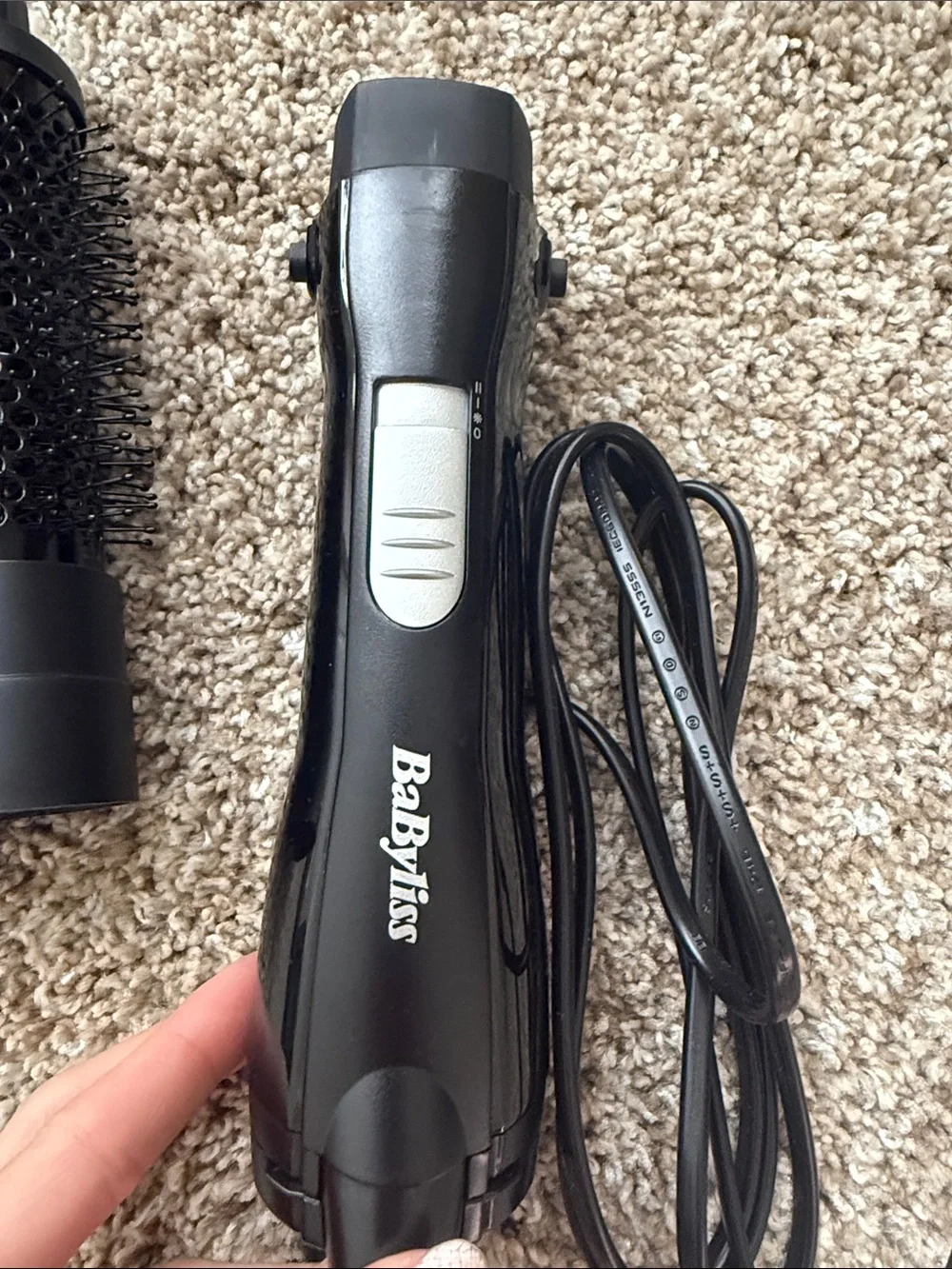 BaByliss Black Corded Hot Air Styler with Two Brush Heads - European plug